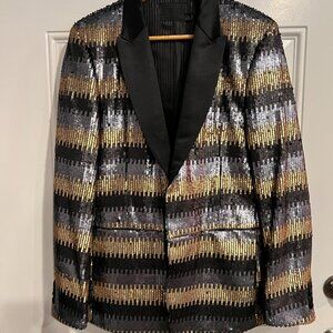 ASOS Black, Gold, and Silver Sequin Tuxedo Men's 40R